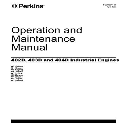 Jcb diesel 402 d 403d 404d series engine model gh service repair manual ...