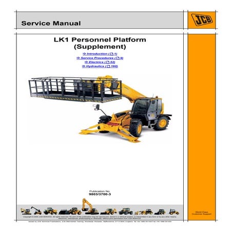 JCB LK1 Personnel Platform (Supplement) Service Repair Manual Instant ...