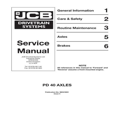 Jcb pd40 axles service repair manual | PDF