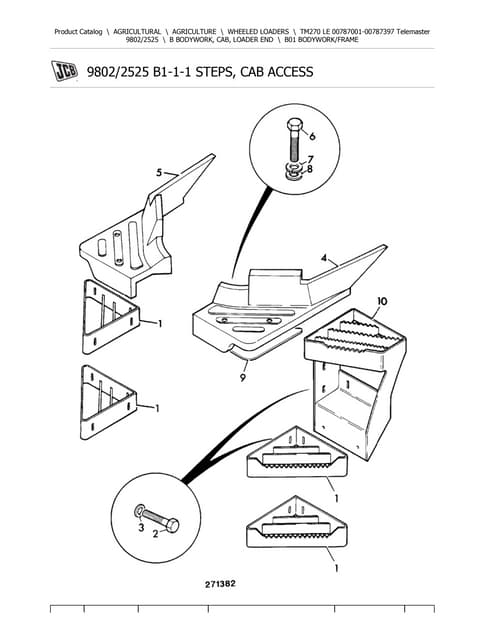 JCB TM270 LE Telescopic Wheeled Loader Parts Catalogue Manual