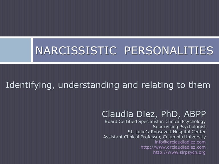 Narcissistic Personalities: Identifying them, understanding them, rel…