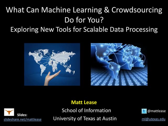 What Can Machine Learning & Crowdsourcing Do for You? Exploring New Tools for Scalable Data Processing