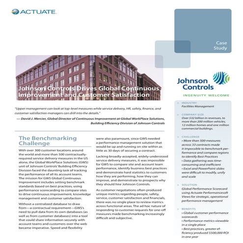 Case Study: Johnson Controls Drives Global Continuous