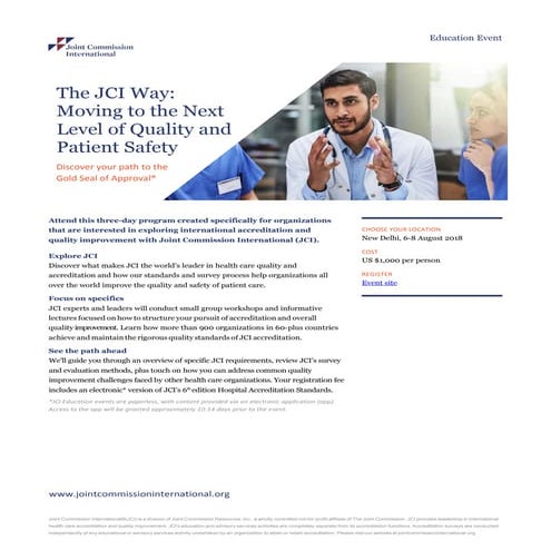 JCI education program in India : New Delhi 6-8 Aug 2018  