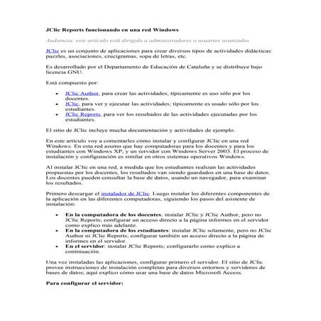 J Clic Reports Funcionando En Una Red Windows