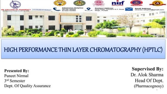 HPTLC (High Performance Thin Layer Chromatography) | PPTX | Chemistry ...