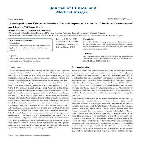 Effects of Aqueous and Methanolic Leaf Extracts of Vitex doniana on ...