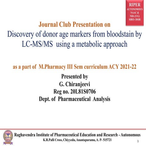 JOURNAL CLUB PRESENTATION (20L81S0706-PA)