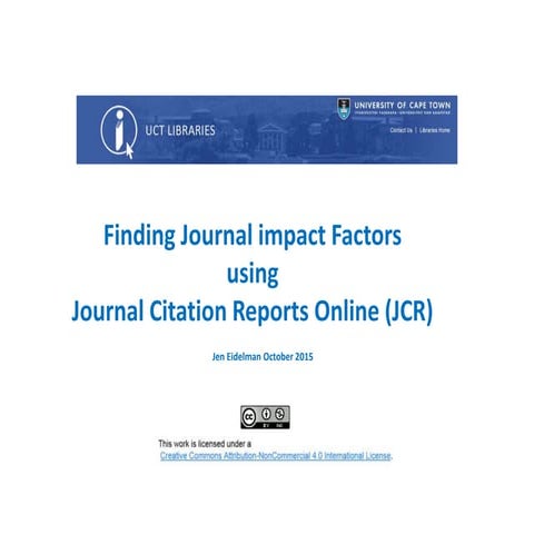 Journal Citation Reports -  Finding Journal impact factors