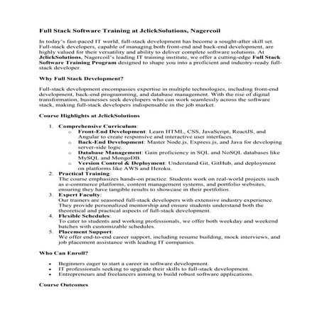 Full Stack Software Training in Nagercoil | DOCX