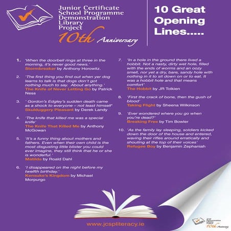 Jcsp library project  Reading promotion - 10 great opening lines