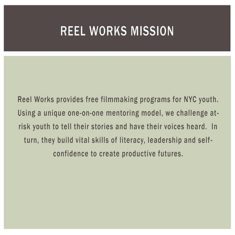 Reel Works Presentation pt. 1