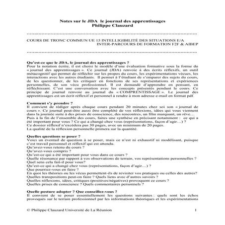 Notes sur le JDA - journal des apprentissages - par Philippe Clauzard
