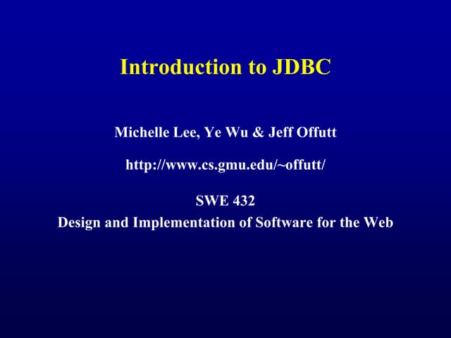 JDBC.ppt database connectivity in java ppt