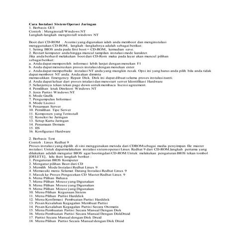cara instalasi sistem operasi jaringan