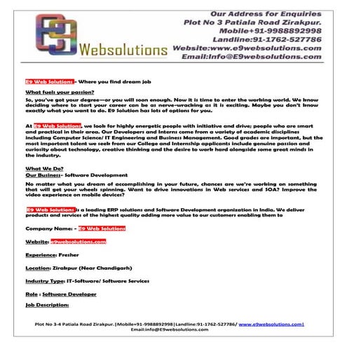 Jd e9 w eb solutions