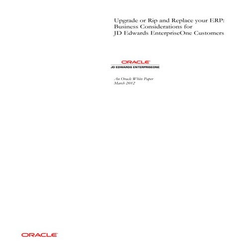 Upgrade or Rip and Replace your ERP: Business Considerations for JD Edwards E...