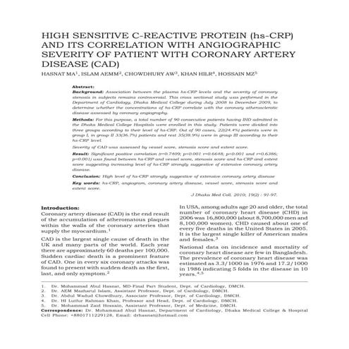 HIGH SENSITIVE C-REACTIVE PROTEIN (hs-CRP) AND ITS CORRELATION WITH ...
