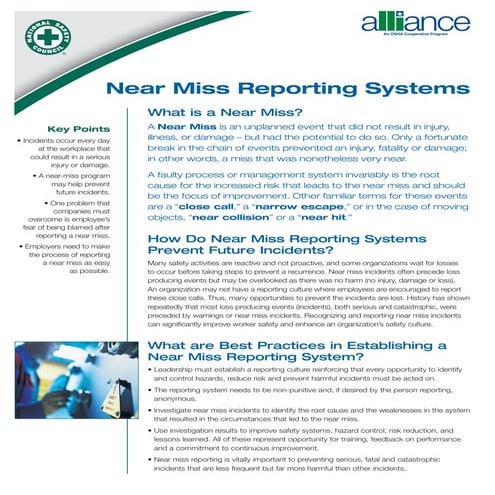 OSHA and National Safety Council - What is a Near Miss?
