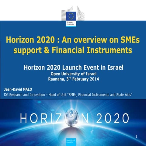 SMEs Support & Financial Instruments in HORIZON 2020 - J.D Malo - Presentatio...
