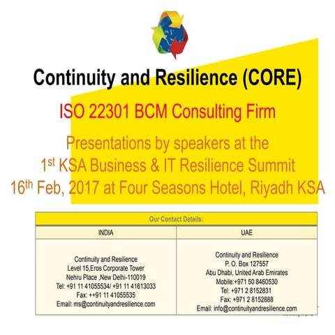ISO 22316 organisational resilience gareth jones | PDF