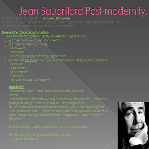 Jean baudrillard post modernity