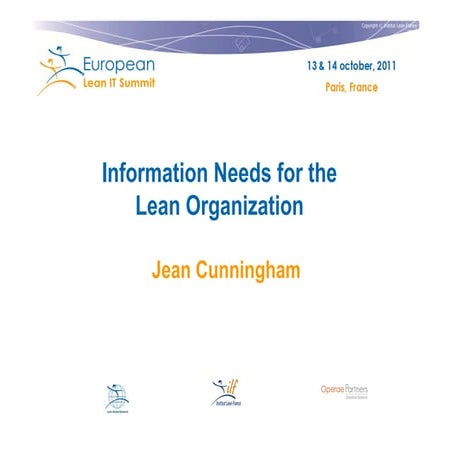 "Information needs for the lean organization" by Jean Cunningham