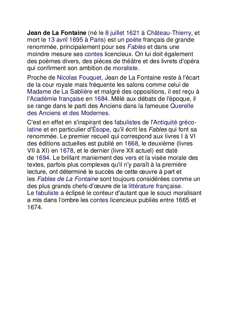 Biographie Jean De La Fontaine Bac