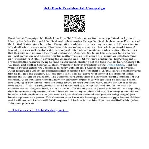 Jeb Bush Presidential Campaign PDF