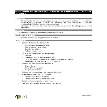 Curso JAVA ECOSISTEMAS DE DESARROLLO (DEVELOPMENT FRAMEWORKS).