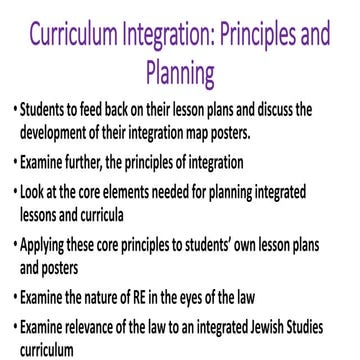 JED 426 Session 6 Curriculum Integration Principles and Planning