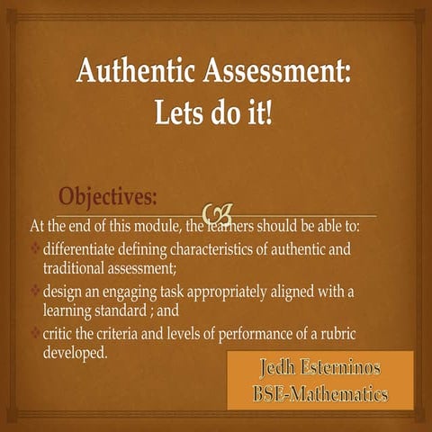 Jedh esterninos special topics authentic assessment