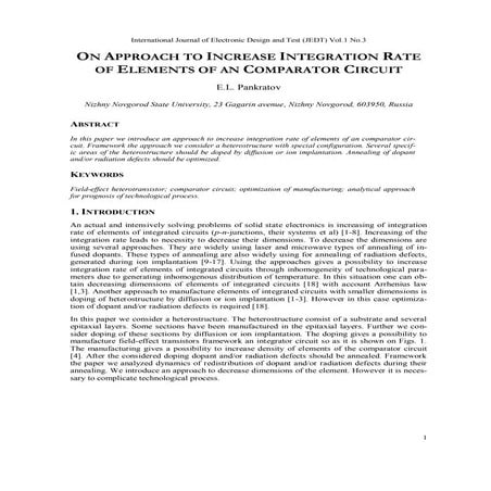 ON APPROACH TO INCREASE INTEGRATION RATE OF ELEMENTS OF AN COMPARATOR CIRCUIT