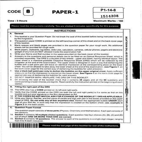 Jee advanced-2014-paper-1-code-6-english | PDF
