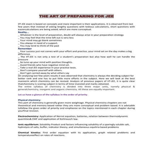 Jee 2014 chemistry weightage analysis
