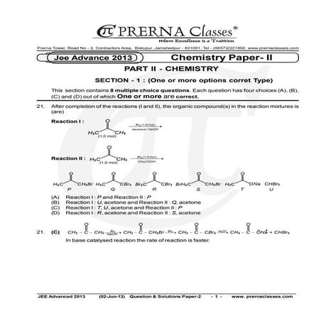 Prerna Jee Advanced 2013 chemiistry Paper 2