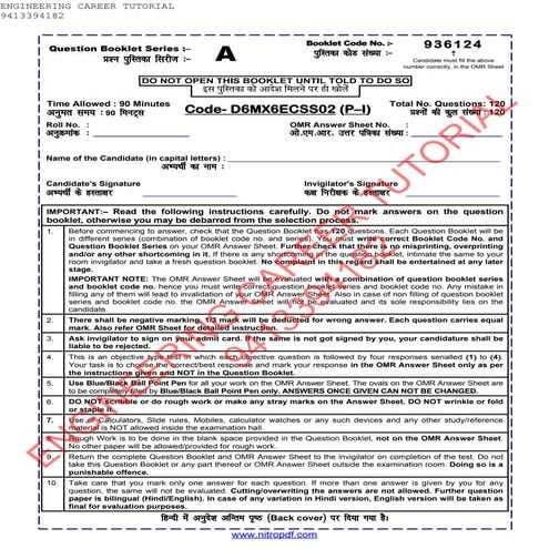 DMRC JE Electronics paper-I (2016) | PDF