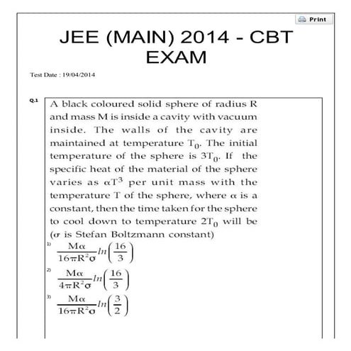 Jee main 19 april question paper