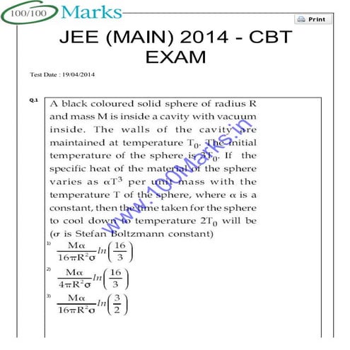Jee main 19 april question paper