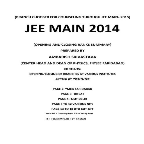 Jee main 2015 branch chooser