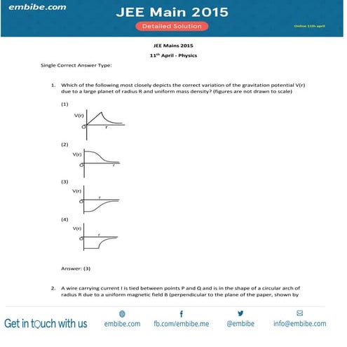 Jee mains 2015 11th april  answer key without solution (2)