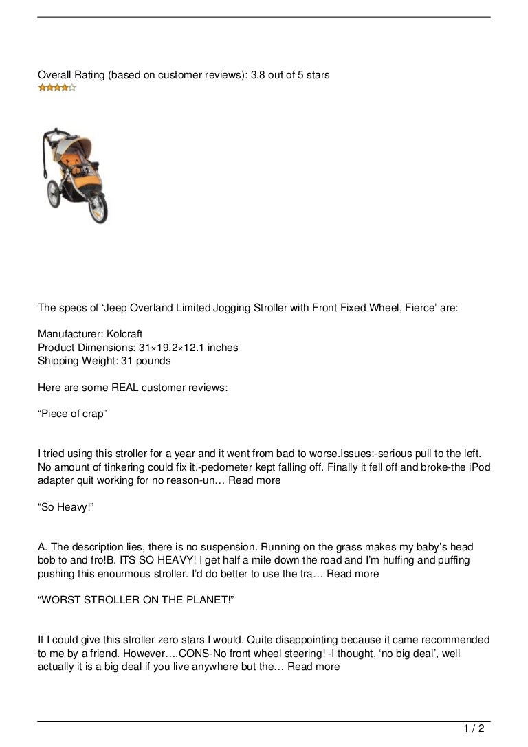 jeep overland limited jogging stroller reviews