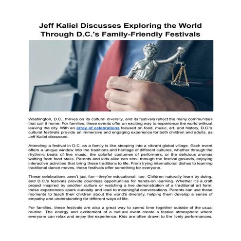 Jeff Kaliel Discusses Exploring the World Through D.C.'s Family-Friendly Fest...