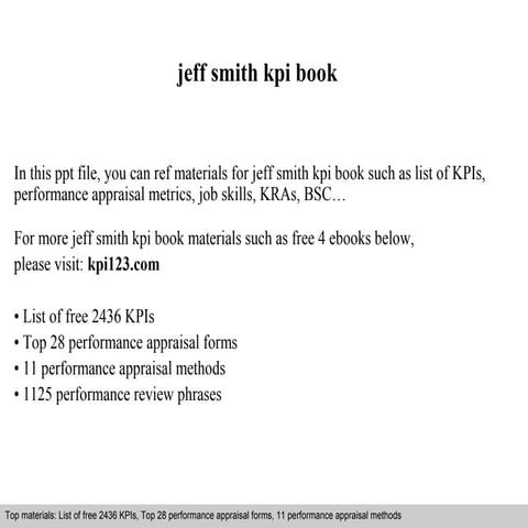 Jeff smith kpi book