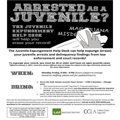 Juvenile Expungement Help Desk Flyer