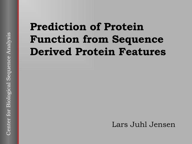 Prediction of protein function from sequence derived protein features