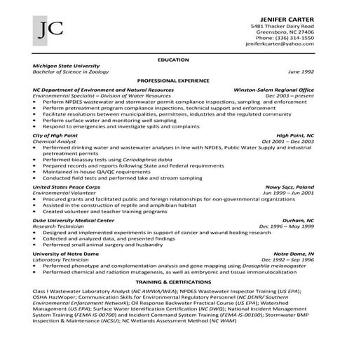 Jenifer Carter Resume | PDF
