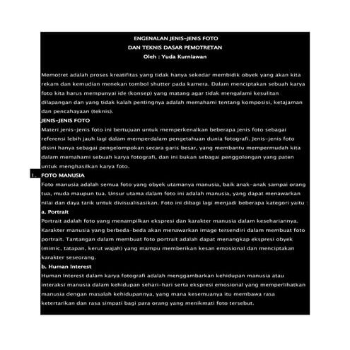 JENIS-JENIS FOTOGRAFI
