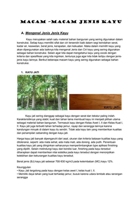 Jenis Jenis Kayu Kelas Kekuatan Keawetan Berat Jenis Kayu Indon