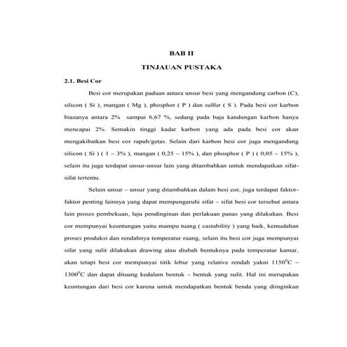 Jenis besi cor dan kandungan nya